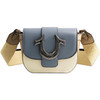 True Religion Womens Crossbody Bag Mini Flap Adjustable Shoulder Handbag Purse with Horseshoe Logo Blue