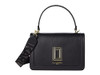 KARL LAGERFELD Womens Simone Solid Satchel Crossbody BlackGold One Size