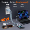 USB C Fast Charger Block40W 4Port iPhone 17 Type C Charger Fast Charging Block PD Power AdapterQC 30 USB A Wall Charger