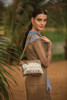 Myra Bag Floral Upcycled Canvas Cowhide Leather Small Crossbody Bag S1219