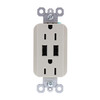 Legrand radiant TM826USBLACCV4 15 Amp Decorator Duplex Tamper Resistant Outlet Receptacle with 31A Type A USB Charger Li