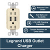 Legrand radiant TM826USBLACCV4 15 Amp Decorator Duplex Tamper Resistant Outlet Receptacle with 31A Type A USB Charger Li