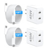 USB C iPhone 17 Charger Fast Charging with Long 10 FT USB C Fast Charging Cable Cord 45W Dual USB C Charger Block for iP