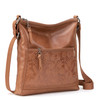 The Sak Womens Iris Crossbody in Leather Casual Purse With Adjustable Strap Zipper Pockets Tobacco Floral Embossed One S