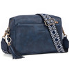 Roulens Triple Zip Small Crossbody Bag for womenWide Strap Cell Phone Purse Shoulder Handbag Wallet with Credit Card Slo