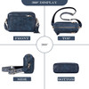 Roulens Triple Zip Small Crossbody Bag for womenWide Strap Cell Phone Purse Shoulder Handbag Wallet with Credit Card Slo
