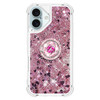 Fofvccv Glitter Clear Case for iPhone 16 Plus with Diamond Ring Stand for Women Girls Sparkle Bling Flowing Liquid Quick