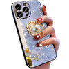 Changjia for iPhone 16 Pro Glitter Kickstand CaseCute Bling Marble Conch Shell Floral Butterfly with Ring Stand Mirror E