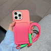 ZCDAYE for iPhone 16 Pro Max Case with Strap Cute Gradient Color iPhone 16 Pro Max Case with Card Holder Portable Hand W