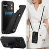 MRRSIWEI Crossbody Wallet Case for iPhone 16 RFID Blocking PU Leather Lanyard Purse with Card Slots Holder Wrist Strap K