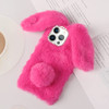 Omio Compatible with iPhone 16 Pro Max Rabbit Case Soft Fluffy Furry Cute Bunny Plush Rabbit Cover Warm Big Ear Bling Cr