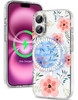 iMangoo Design for iPhone 16 Case Magnetic Compatible with MagSafe Floral Pattern with Adorable Pink Anemone Flowers on