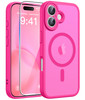 FNTCASE for iPhone 16 Case Compatible with Magsafe Translucent Matte Cases with Screen Protector Military Grade Shockpro
