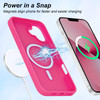 Burmcey Magnetic for iPhone 16 Pro Case Cute Leopard Cheetah Pattern Hot Pink Design Compatible with Magsafe Translucent