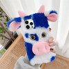 LUVI Compatible with iPhone 16 Pro Max Case 3D Cute Plush Furry Fuzzy for Women Fuzzy Fluffy Cartoon Cow Faux Fur Hair P