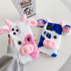 LUVI Compatible with iPhone 16 Pro Max Case 3D Cute Plush Furry Fuzzy for Women Fuzzy Fluffy Cartoon Cow Faux Fur Hair P