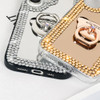 LUVI Compatible with iPhone 16 Plus Mirror Case Bling for Women Girls with Ring Stand Cute Glitter Diamond Rhinestone Ho