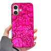 Losin Compatible with iPhone 16 Plus Glitter Case Luxury Cute 3D Tin Foil Pleated Phone Case for Women Girls Bling Plati