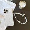 XQAGU Phone Case for iPhone 16 Plus Clear Glitter Case with Cute Bow Pearl Aesthetic Girly with Phone Charms Chain Brace
