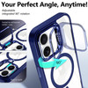 YZB Designed for iPhone 16 Plus Case Blue Magnetic Compatible with MagSafe Builtin Stand Camera Lens Protector AntiYello