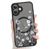 TEAUGHT Magnetic Case for iPhone 16 Compatible with MagSafe Cute Flower Floral Pattern Designed for Women Girls Black Ma
