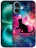 GlamCase for iPhone 16 Plus iPhone 16 Plus Case Cat Galaxy Stars Design Printed Slim Sleek Cute Plastic Hard Protective