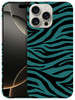 GlamCase for iPhone 16 Pro iPhone 16 Pro Case Zebra Teal Print Pattern Design Printed Slim Sleek Cute Plastic Hard Prote
