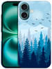 GlamCase for iPhone 16 iiPhone 16 Case Nature Misty Forest Design Printed Slim Sleek Cute Plastic Hard Snap on Protectiv
