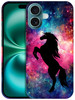 GlamCase for iPhone 16 Plus iPhone 16 Plus Case Horse Galaxy Stars Design Printed Slim Sleek Cute Plastic Hard Protectiv