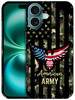 GlamCase for iPhone 16 iiPhone 16 Case American Army Bald Eagle Flag Design Printed Slim Sleek Cute Plastic Hard Protect