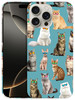 GlamCase for iPhone 16 Pro iPhone 16 Pro Case Cat Pattern with Sunglasses Teal Printed Slim Sleek Cute Plastic Hard Prot