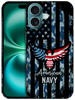 GlamCase for iPhone 16 iiPhone 16 Case American Navy Bald Eagle Flag Design Printed Slim Sleek Cute Plastic Hard Protect