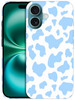 GlamCase for iPhone 16 Plus iPhone 16 Plus Case Cow Skin Blue Pattern Design Printed Slim Sleek Cute Plastic Hard Protec