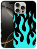 GlamCase for iPhone 16 Pro iPhone 16 Pro Case Flame Teal Design Printed Slim Sleek Cute Plastic Hard Snap on Protective