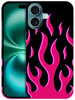 GlamCase for iPhone 16 Plus iPhone 16 Plus Case Pink Flames Design Printed Slim Fit Cute Plastic Hard Snap on Protective