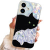 buccilly Compact Case for iPhone 16 Plus Black cat DesignCompatible with Magsafe Cute Soft Slim TPU Shockproof Protectiv
