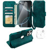 VANAVAGY Compatible for iPhone 16 Pro Wallet Case PU Leather Flip Cover with RFID Blocking Card Holder Wrist Strap Kicks