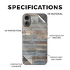 Glossy Glitter Phone Skin Compatible with Apple iPhone 16 Plus Gray Wood Premium 3M Vinyl Protective Wrap Decal Cover Ea