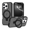 DORAFIN for iPhone 16 Case with Invisible Ring Stand Military Drop Protection Compatible with MagSafe Matte Translucent