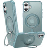 ZHOGTNEG 360 Magnetic Swivel Ring for iPhone 16 case Builtin Metal Stand and Ring Holder Magsafe Compatible Military Gra