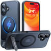 TORRAS for iPhone 16 Case Translucent Black Strong Magnetic Seamless Stand Fit for MagSafe MilitaryGrade Drop Protection