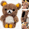 LUVI Compatible with iPhone 1616 Pro Case Cartoon 3D Bear Furry Plush Fuzzy Faux Fur Hair Lovely Cool Protective Cover F