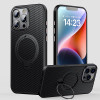 Lunivop for iPhone 16 Pro Max Case 2024 Heavy Duty Protection Cover Carbon Fiber Design 360 Rotatable Ring Compatible wi