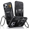 XYZ for iPhone 16 Case with Stand Phone Case with Slide Camera Cover Foldable Double Ring Holder MilitaryGrade Shockproo