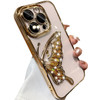 Changjia for iPhone 16 Pro Max Glitter 3D Butterfly CaseCute Luxury Bling Sparkle Liquid Flowing Case with Camera Lens P