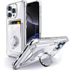 Shields Up Designed for iPhone 16 Pro Case Minimalist Wallet Case with Card Holder 3 Cards Ring StandKickstand Drop Prot