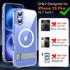 xiwxi for iPhone 16 Plus Case with KickstandCompatible with Magsafe1Screen ProtectorMilitaryGrade Protection AntiYellowi