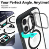 YZB Designed for iPhone 16 Case Black Magnetic Compatible with MagSafe Builtin Stand Camera Lens Protector AntiYellowing