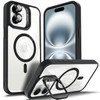 YZB Designed for iPhone 16 Plus Case Black Magnetic Compatible with MagSafe Builtin Stand Camera Lens Protector AntiYell