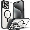 YZB Designed for iPhone 16 Pro Case Black Magnetic Compatible with MagSafe Builtin Stand Camera Lens Protector AntiYello